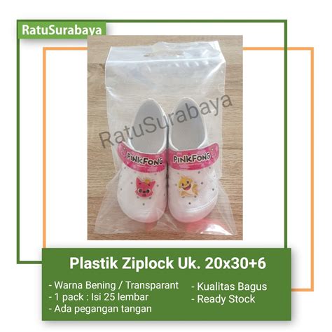 Jual Plastik Klip Plong 20x306 Bening Pond Ziplock Zipper Cetik Sepatu Baju Jilbab Tas Isi 25