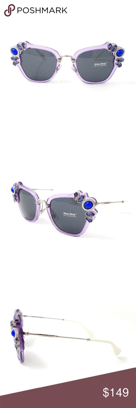 New Authentic Miu Miu Ladies Sunglasses Sunglasses Women Purple Stones Sunglasses