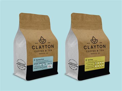 These bags will be 100% compostable and the material will have a matte paper. Clayton Coffee & Tea Bag and Label Design | Label design ...
