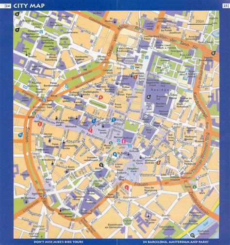 Large Detailed Travel Map Of Central Part Of Munich City