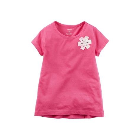 Carters Camiseta Manga Corta Rosada Floral 100 Algodón Para Bebé Niña