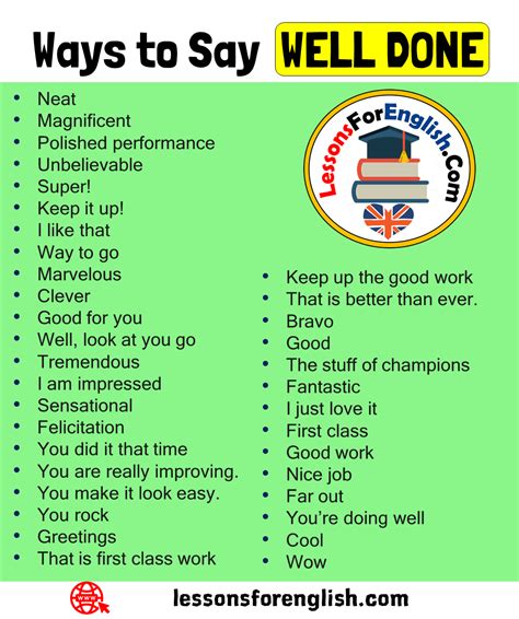 35 Ways To Say Well Done In English Lessons For English