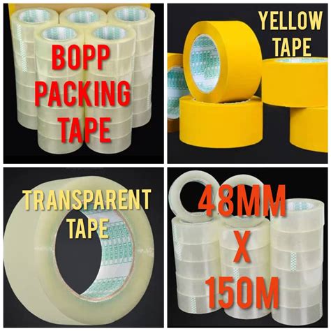 Order by 6 pm for same day shipping. ready stock 48mmx150m tape packing tape cellophane yellow ...