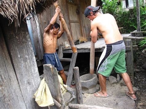 Learning To Pound Rice In The Philippines Go Backpacking