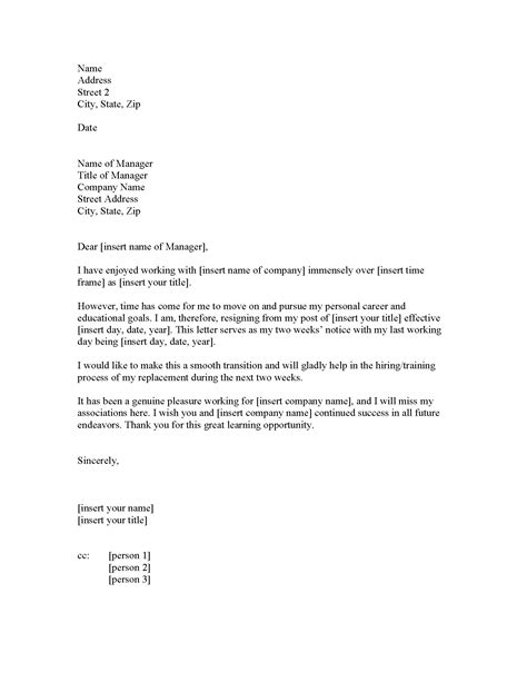Letter Of Resignation Free Printable Documents