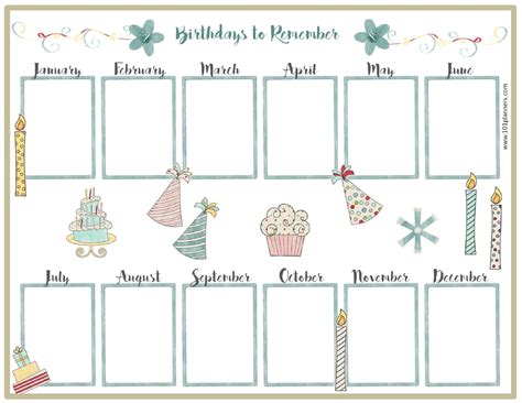 Free Birthday Calendar Template Printable Customizable