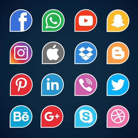 Set Social Media Vector Design Images Most Populer So