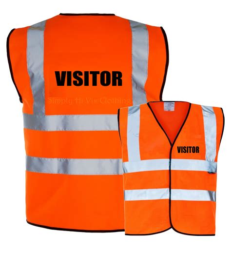 Visitor Pre Printed Hi Vis Safety Vest Waistcoat En Iso 20471