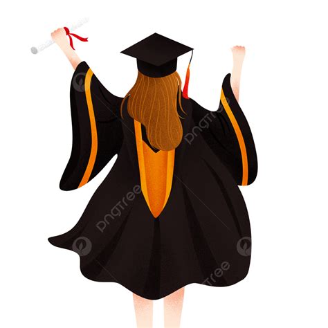 Graduation Girl Back White Transparent Cartoon Graduation Girl Back