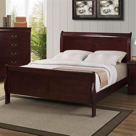 At Home Louis Philip Queen Sleigh Bed In Cherry Nfm