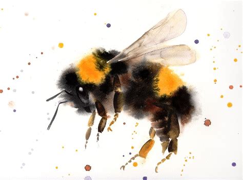 Bumblebee In Flight 2 Bumblebee Watercolor Painting Bumble Bee