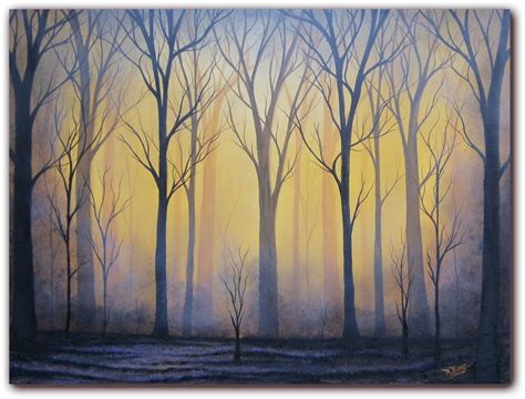 Original Forest Oil Painting Contemporary Dark Art On Canvas Misty