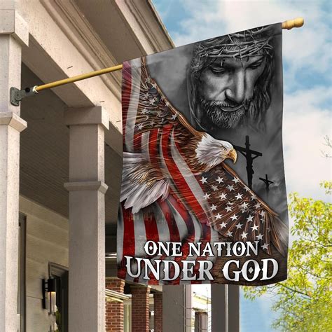 One Nation Under God Eagle American Flag Jesus Flag Etsy