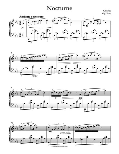piano sheet  nocturne   minor   op post chopin michael kravchuk
