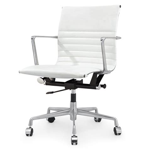 White Italian Leather M346 Modern Office Chairs Zin Home