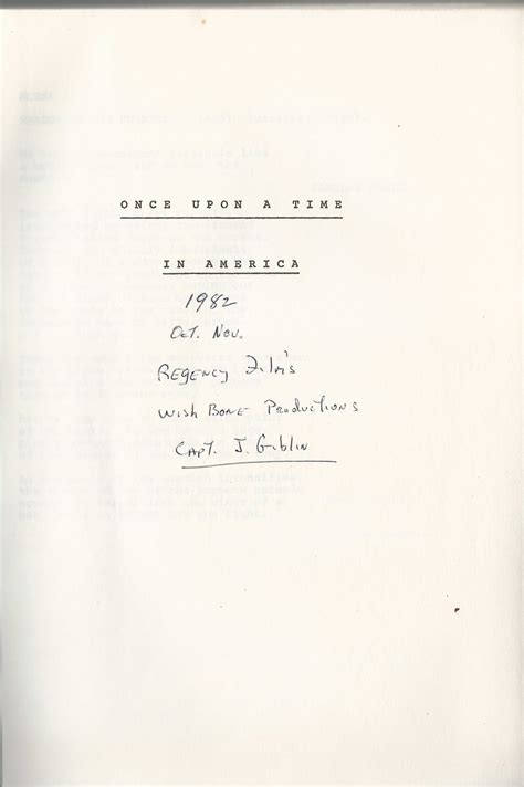 Maybe you would like to learn more about one of these? ONCE UPON A TIME IN AMERICA (1984) Film script dated Oct ...