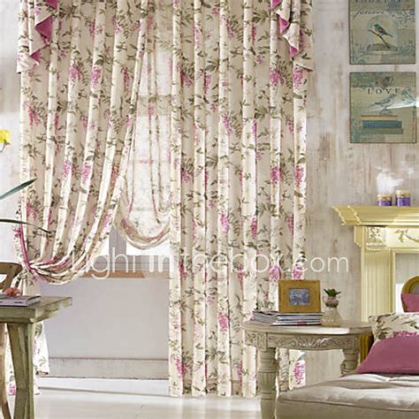 Country Two Panels Floral Botanical Bedroom Polyester Panel Curtains