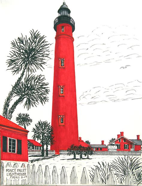 Ponce Inlet Lighthouse Drawing By Frederic Kohli