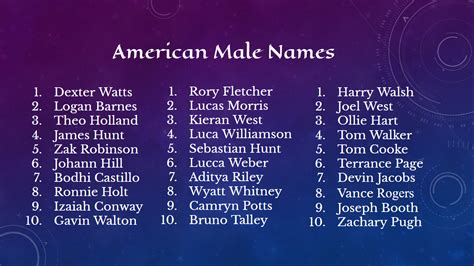 here s some male american names from a generator site that is my go to place for naming my