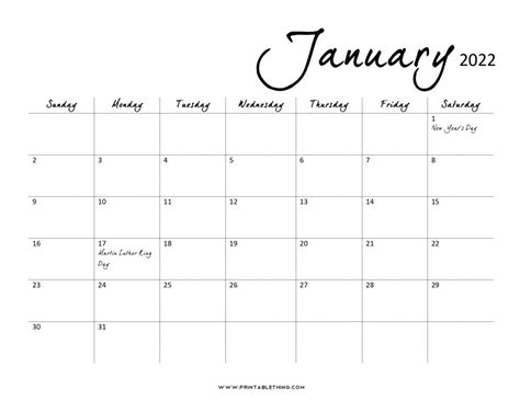 January 2022 Calendar Printable Pdf January 2023 2024 2025 2026