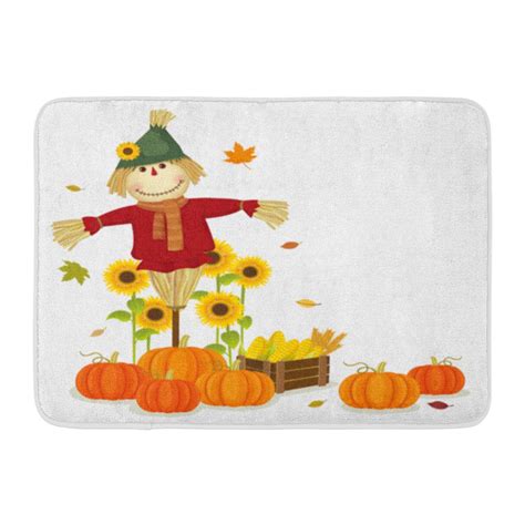 Sidonku Fall Of Autumn Harvesting Cute Scarecrow And Pumpkins Cartoon
