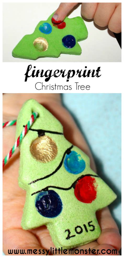 Fingerprint Christmas Tree Salt Dough Ornament Recipe Messy Little