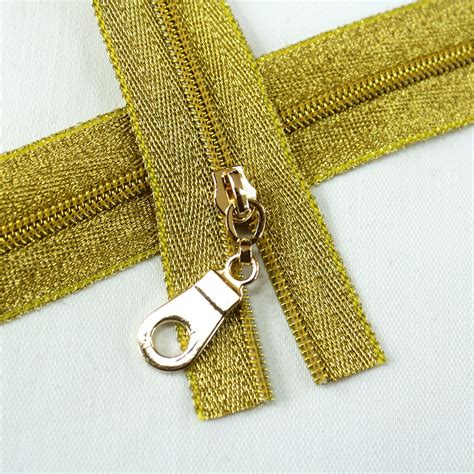 Size 3 Metallic Gold Zipper By The Yard With Gold Coil And Etsy