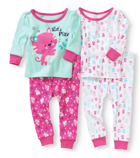 Newborn Baby Girl Cotton Tight Fit Pajamas 4pc Set
