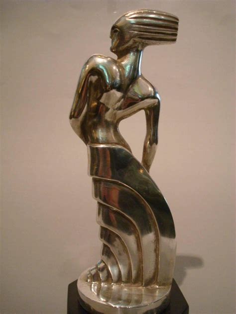 Art Deco Silvered Bronze Sculpture Standing Woman By S Rueff France