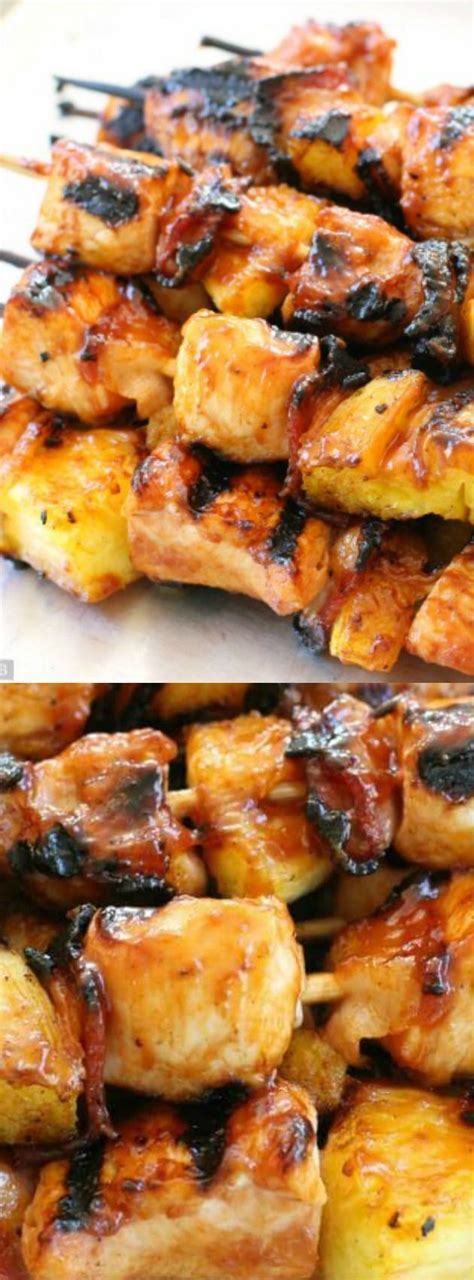 Fresh mushrooms and cherry tomatoes can also be used. These BBQ Chicken Bacon Pineapple Kabobs from Butter with ...