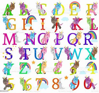Alphabet Unicorn Letters Clipart Themed Vector Alphabets