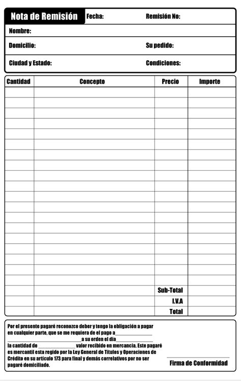 Nota De Venta Plantilla De Notas Hojas De Notas Ejemp