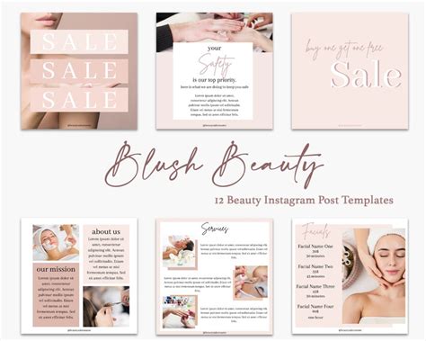 Blush Beauty Social Media Templates Price Instagram Template Etsy