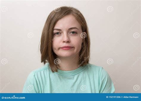 Portrait Of Young Caucasian Woman Girl With Confused Annoyed