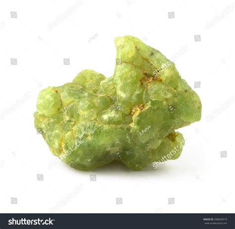 Green Prehnite Raw Gemstone Isolated On White Stock Photo 206828515