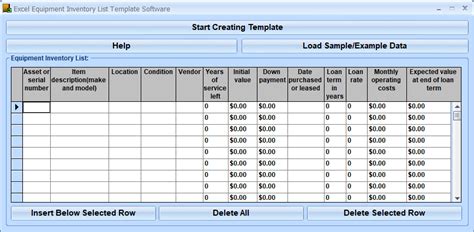 Скачать Excel Equipment Inventory List Template Software