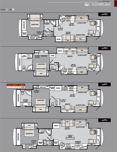 Floor plans sorted by collection. 2011 Monaco Diplomat luxury motorhome | Roaming Times
