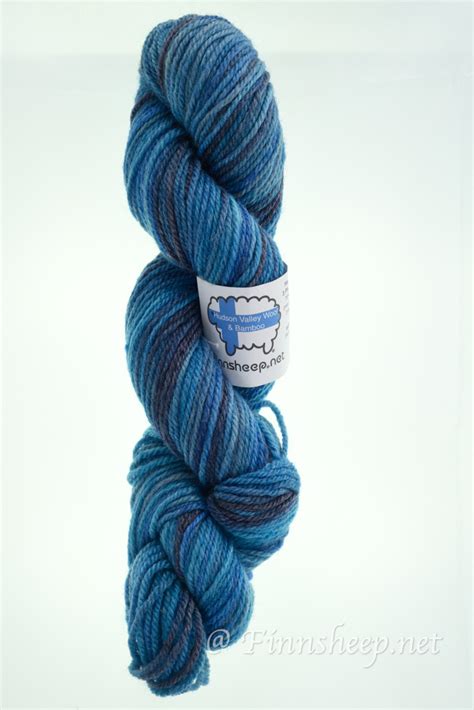 Local Wool And Bamboo 3 Ply Blue Variegated Yarn Worsted Weight 7822