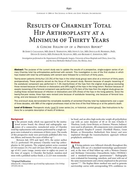 Pdf Results Of Charnley Total Hip Arthroplasty At A Minimum Of Thirty