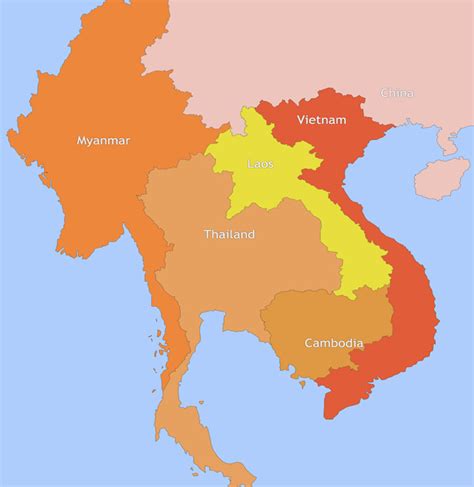 Large Relief Map Of Indochina Maps Of All Countries In Images And