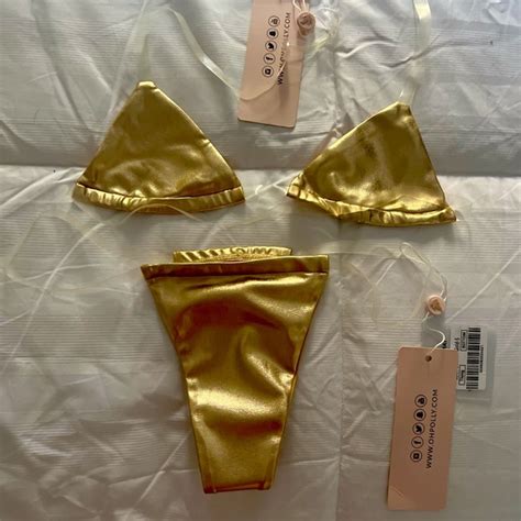 oh polly swim oh polly midnight skinny dippinggold metallic clear strap micro bikini in gold