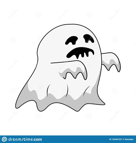 Ghost Cartoon Character Fly Funny White Ghost Halloween Stock Vector