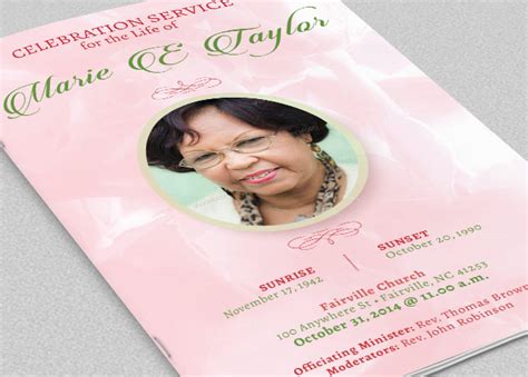 Pink Roses Funeral Program Template Graphicmule