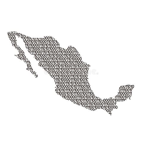 Mexico Map Abstract Schematic From Black Ones And Zeros Binary Digital