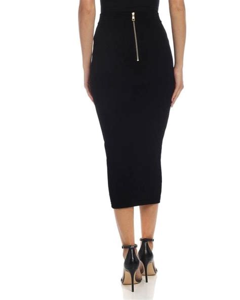 balmain synthetic black pencil skirt with buttons save 1 lyst