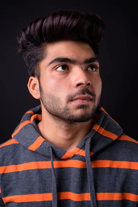 Young Handsome Indian Man Against Black Background Stock Image Image