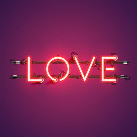 Neon Realistic Word Love For Advertising Vector Illustration 451790