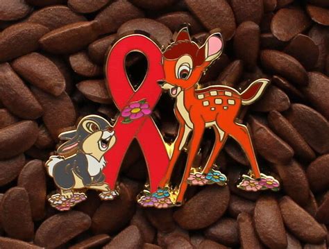 Red Ribbon Pins Bambi Thumper Flower Pin Affordable Limited Pins Limited Edition
