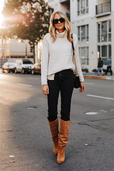 A Classic Abercrombie Sweater Knee High Boots Fall Outfit Fashion