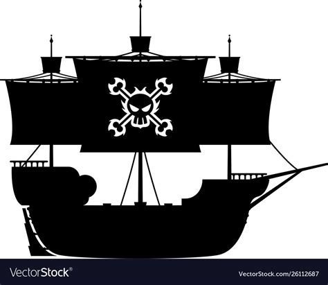 Cartoon Pirate Ship Silhouette Royalty Free Vector Image